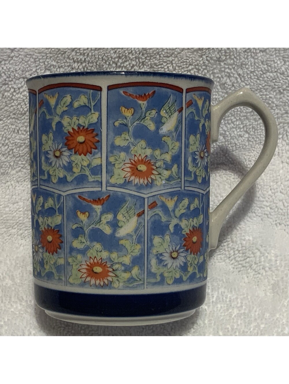 Asian Style 8oz. Stoneware Mug Panelled with a Floral Designs